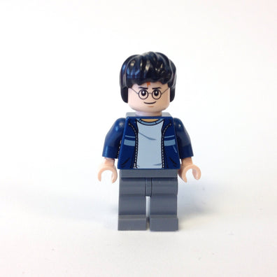 LEGO Minifigure-Harry Potter, Dark Blue Open Jacket with Stripe, Dark Bluish Gray Legs-Harry Potter-HP116-Creative Brick Builders